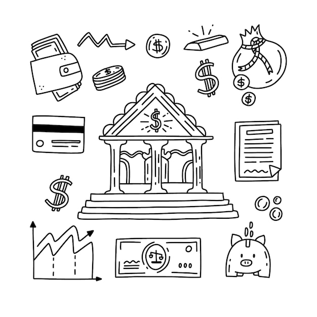 Free vector hand drawn bank drawing illustration