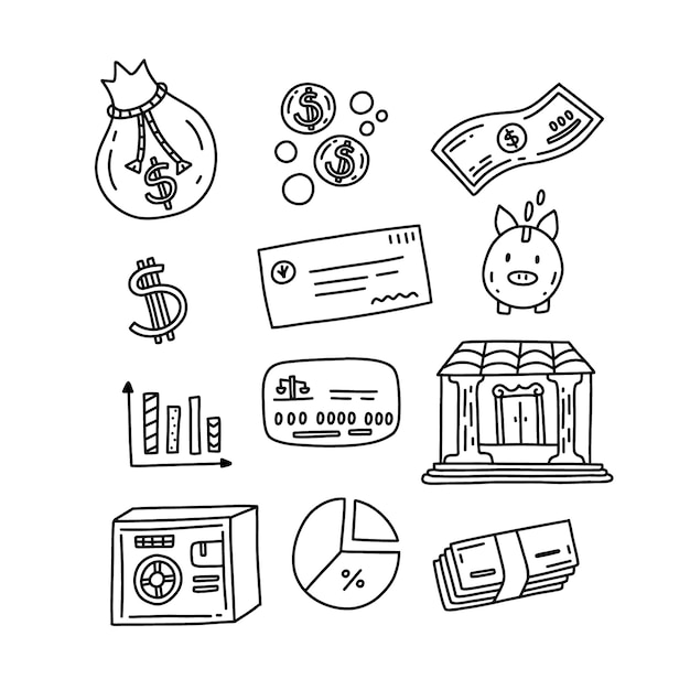 Free vector hand drawn bank drawing illustration