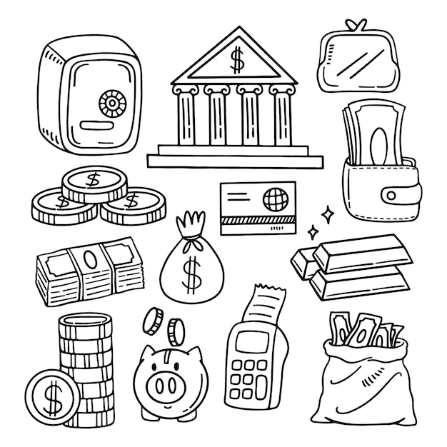 Hand drawn bank drawing illustration