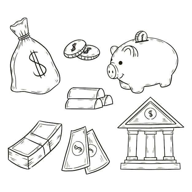 Free Vector hand drawn bank drawing illustration