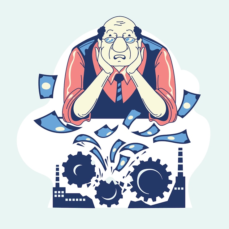 Free Vector hand drawn bankruptcy with man and money lost