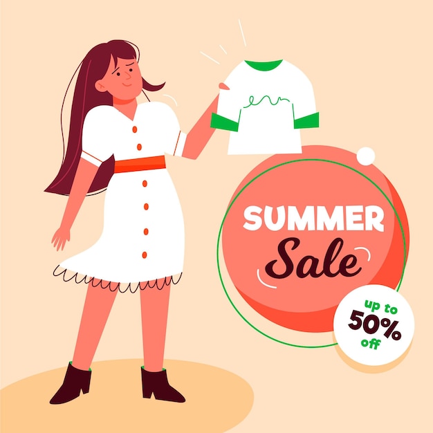 Hand drawn banner hello summer sale