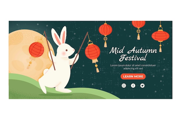 Free vector hand drawn banner template for mid-autumn festival celebration