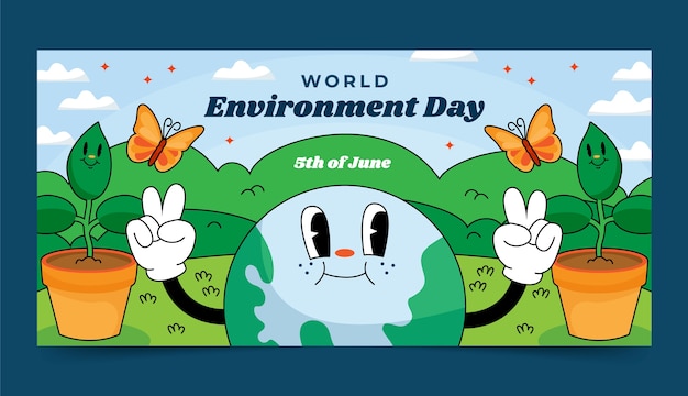 Hand drawn banner world environment day