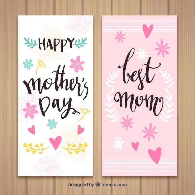 Hand drawn banners for mother's day