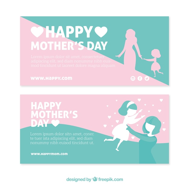 Hand drawn banners for mother's day