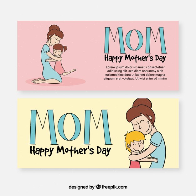 Hand drawn banners for mother's day