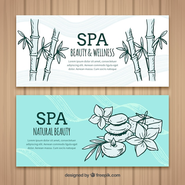 Hand drawn banners for the spa