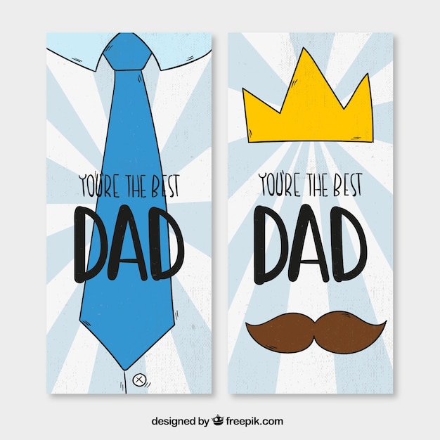 Hand-drawn banners in vintage style for father's day