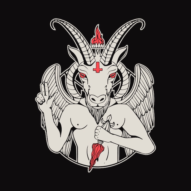 Free vector hand drawn baphomet illustration