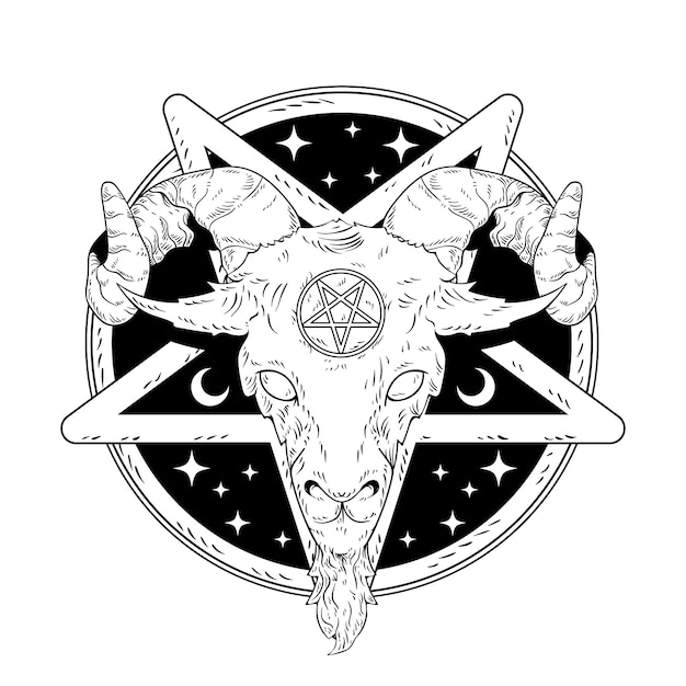 免费矢量手绘baphomet插图