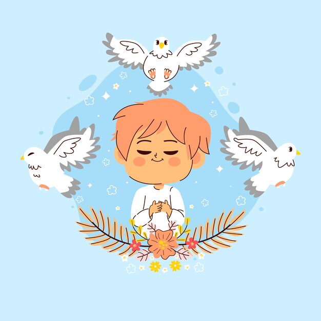 Free Vector hand drawn baptism illustration