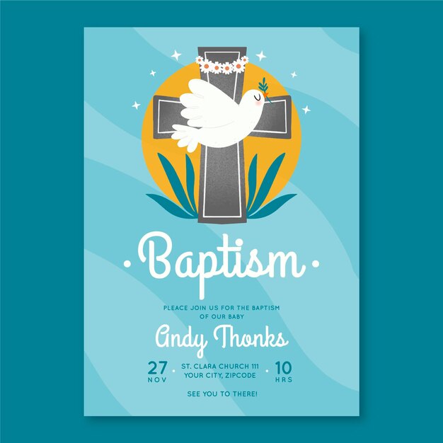 Hand drawn baptism invitation