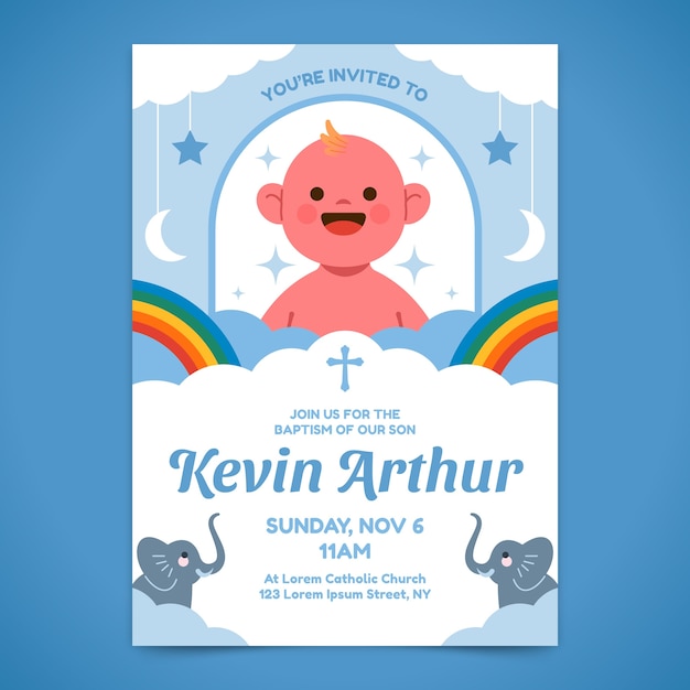 Free vector hand drawn baptism poster template design