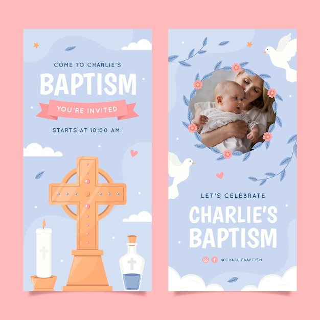 Free vector hand drawn baptism vertical banner