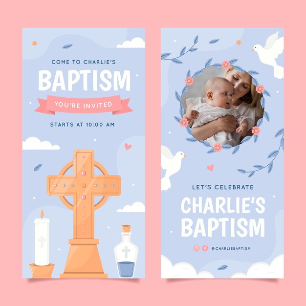 hand drawn baptism vertical banner