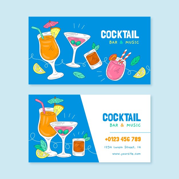 Hand drawn bar business card template design