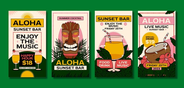 Hand drawn bar instagram stories collection