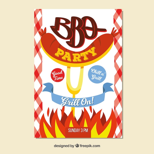 Free vector hand drawn barbecue invitation