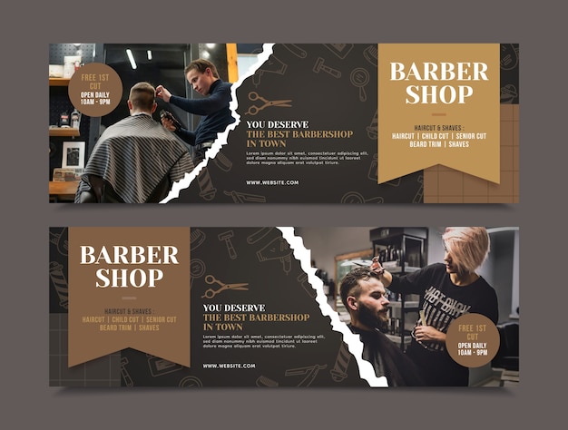 Free vector hand drawn barbershop horizontal banner