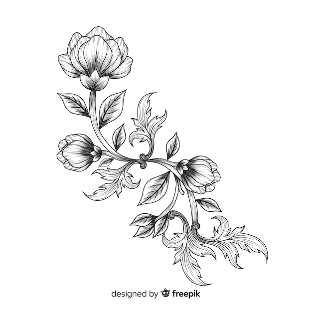 Бесплатное векторное изображение Рисованные цветы в стиле барокко