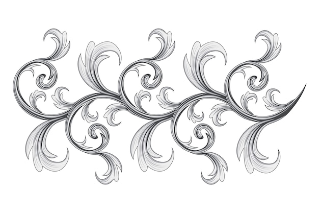 Hand-drawn baroque ornamental border