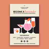 Free vector hand drawn bartending flyer template