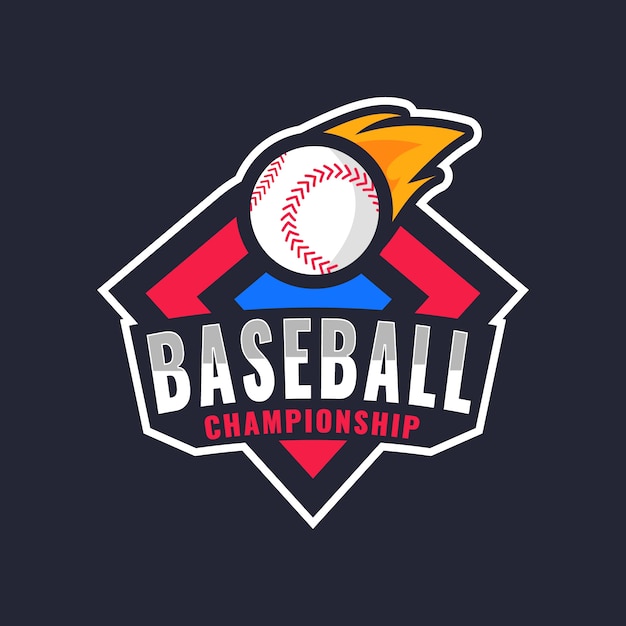 Vettore gratuito modello di logo di baseball disegnato a mano