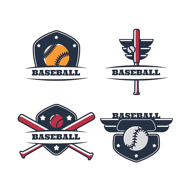 Vettore gratuito modello di logo di baseball disegnato a mano