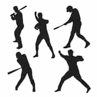 Free vector hand drawn baseball player silhouette set