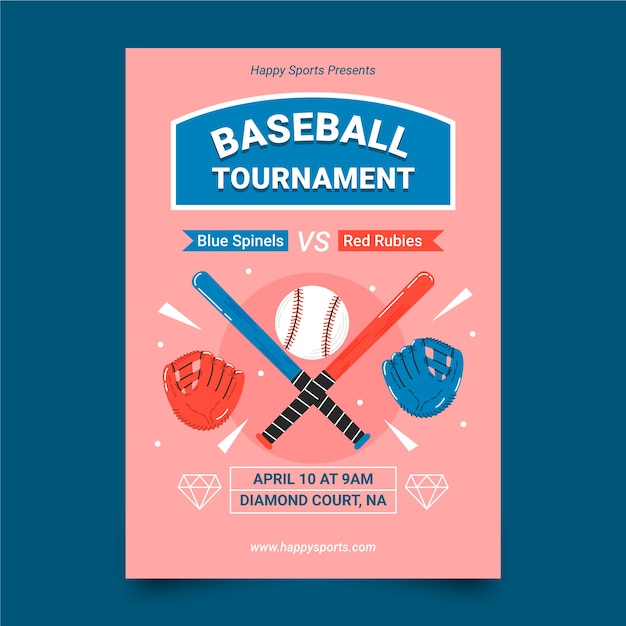 Hand drawn baseball poster template