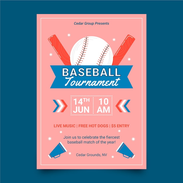 Hand drawn baseball poster template