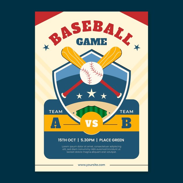 Hand drawn baseball poster template