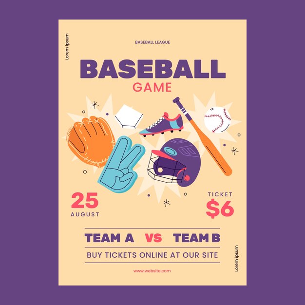 Hand drawn baseball poster template