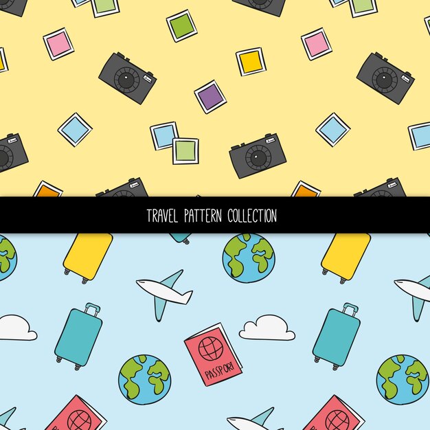 Hand drawn basic travel pattern collection