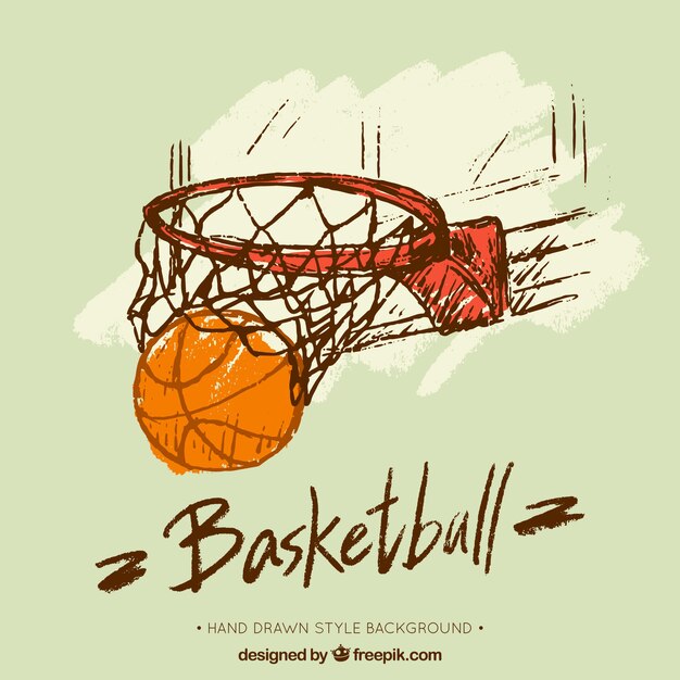 Hand drawn basketball basket background