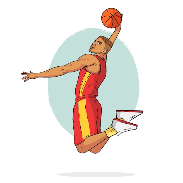 Hand drawn basketball cartoon illustration