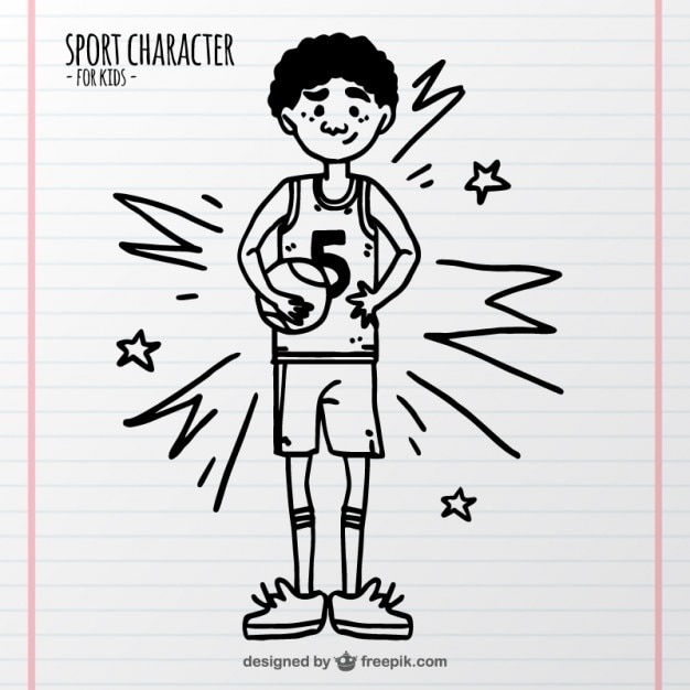 Free Vector hand drawn basketball character