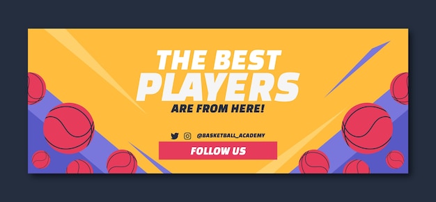 Free vector hand drawn basketball facebook cover with balls