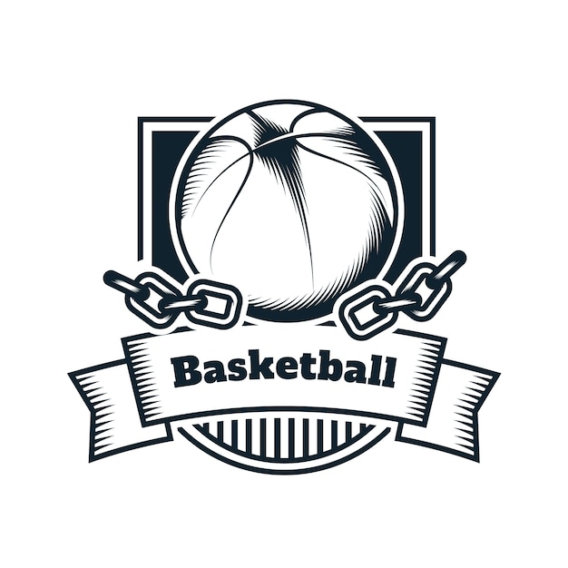 手描きのバスケットボールのロゴのテンプレート