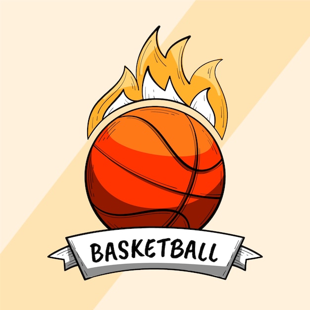 Vettore gratuito modello di logo di basket disegnato a mano