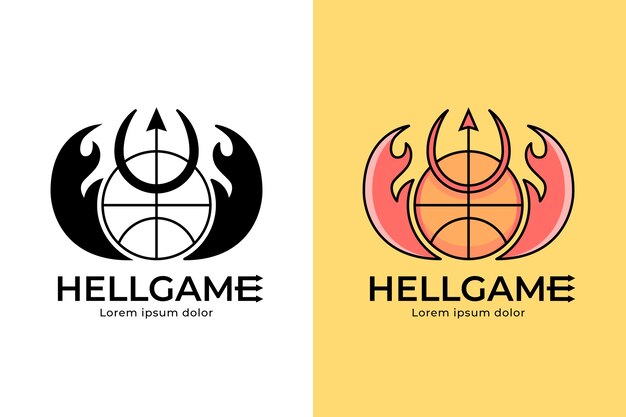 Hand drawn basketball logo template