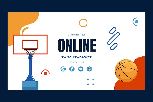Free vector hand drawn basketball twitch background with hoop