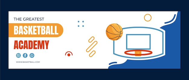 Free vector hand drawn basketball twitter header with hoop