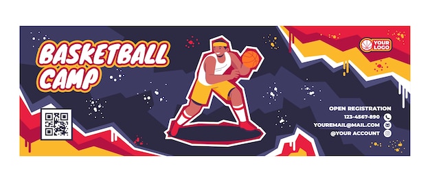 Hand drawn basketball twitter header