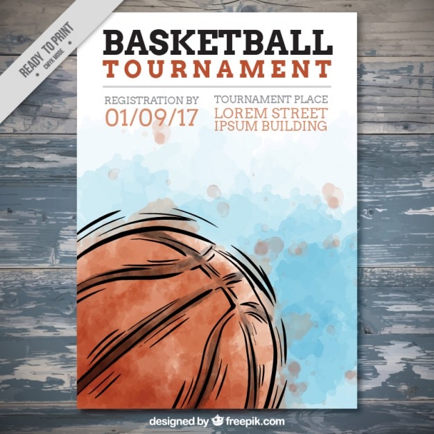 Free vector hand drawn basketball watercolor flyer