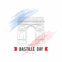 Free vector hand drawn bastille day background