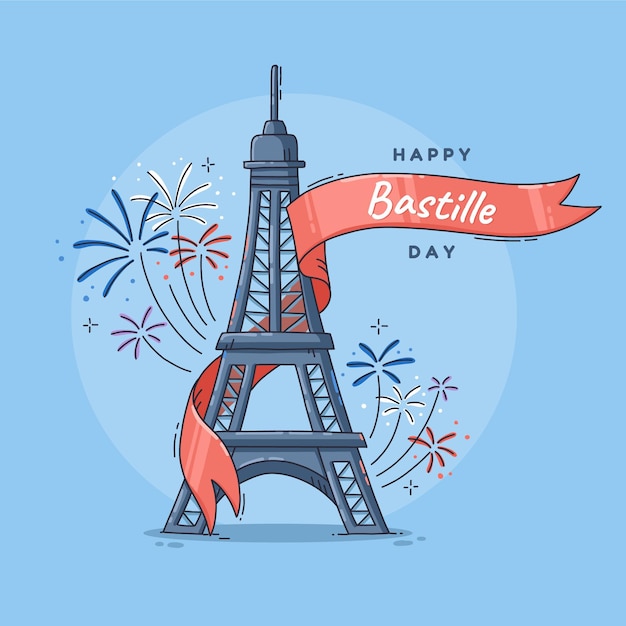 Free vector hand drawn bastille day illustration