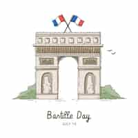 Free vector hand drawn bastille day illustration