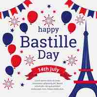 Free vector hand drawn bastille day illustration